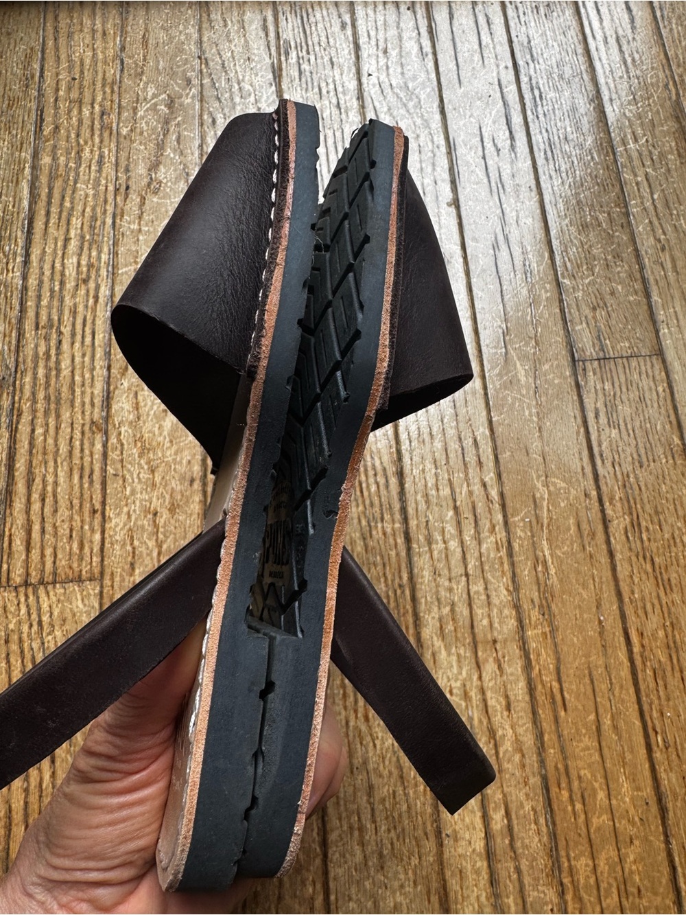 Pons Dark Brown Leather Slingback Sandals - Picture 3 of 6
